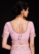 Pink Georgette Lucknowi Embroidered Designer Saree