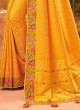 Yellow Kachhi Embroidered Silk Wedding Saree