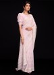 Light Pink Lucknowi Embroidered Georgette Classic Saree