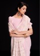 Light Pink Lucknowi Embroidered Georgette Classic Saree
