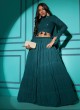 Georgette Rama Blue Embroidered Lehenga Choli