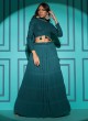 Georgette Rama Blue Embroidered Lehenga Choli