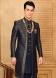 Jacket Style Zari Weaving Indowestern Set For Men