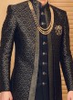 Jacket Style Zari Weaving Indowestern Set For Men