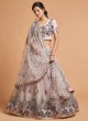 Designer Net Fabric Lehenga In Grey Color