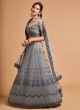 Net Fabric Lehenga Choli In Grey Color