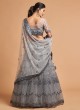 Net Fabric Lehenga Choli In Grey Color