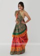 Silk Saree In Red And Green