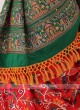 Silk Saree In Red And Green