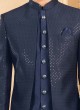 Wedding Wear Navy Blue Jacket Style Indowestern