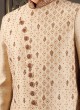 Golden Embroidered Readymade Groom Sherwani