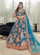 Teal Blue Art Silk Trendy Wedding Lehenga Choli