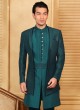 Jacket Style Green Embroidered Insowestern Set