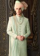 Pista Green Embroidered Sherwani Set In Silk