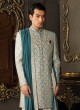 Groom Embroidered Sherwani Set In Silk