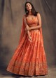 Organza Lehenga Choli In Orange Color