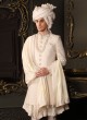 Cream Silk Anrakli Style Sherwani In Embroidery Work