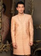 Elegant Peach Embroidered Indowestern Set