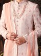 Pink Embroidered Sherwani Set In Silk