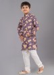 Contemporary Purple Fancy Printed Kurta Pajama