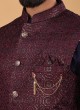 Wine And Navy Blue Nehru Jacket Set