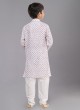 Wedding Wear White Printed Kurta Pajama