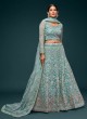 Aqua Blue Soft Net Zari Embroidered Lehenga Choli