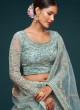 Aqua Blue Soft Net Zari Embroidered Lehenga Choli