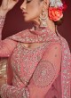 Peach Soft Net Embroidered Lehenga Choli