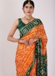 Orange and Green Gajji Silk Gahrchola Saree