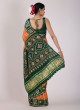 Orange and Green Gajji Silk Gahrchola Saree