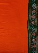 Orange and Green Gajji Silk Gahrchola Saree