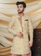 Wedding Wear Golden Color Indowestern For Men