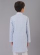 Designer Light Blue Thread Embroidered Kurta Pajama