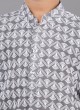 Thread Embroidered Grey Readymade Kurta Pajama