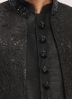 Jacket Style Black Embroidered Insowestern Set