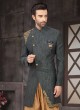 Designer Dark Grey Art Silk Indo-Western