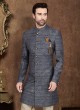 Embroidered Grey Indo-Western For Wedding