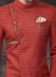 Red And Golden Indo-Western For Groom