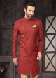 Red And Golden Indo-Western For Groom