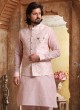 Wedding Wear Pink Embroidered Nehru Jacket Set