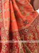 Peach And Red Banarasi Silk Saree