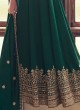Embroidered Silk Anarkali Suit In Green Color