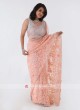 Peach Color Net Saree