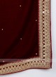 Maroon Velvet Dupatta