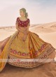 Silk Lehenga Choli In Mustard Yellow And Maroon