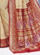 Fancy Art Silk Saree In Cream Color