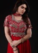 Red Ethnic Designer Peacock Motifs Anarkali