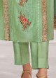 Shagufta Pant Style Suit In Pista Green Color