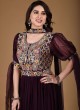 Georgette Readymade Designer Anarkali Suit in Wine